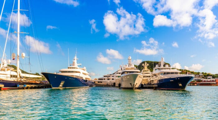 Yachts on the island of Saint Martin in the Caribbean