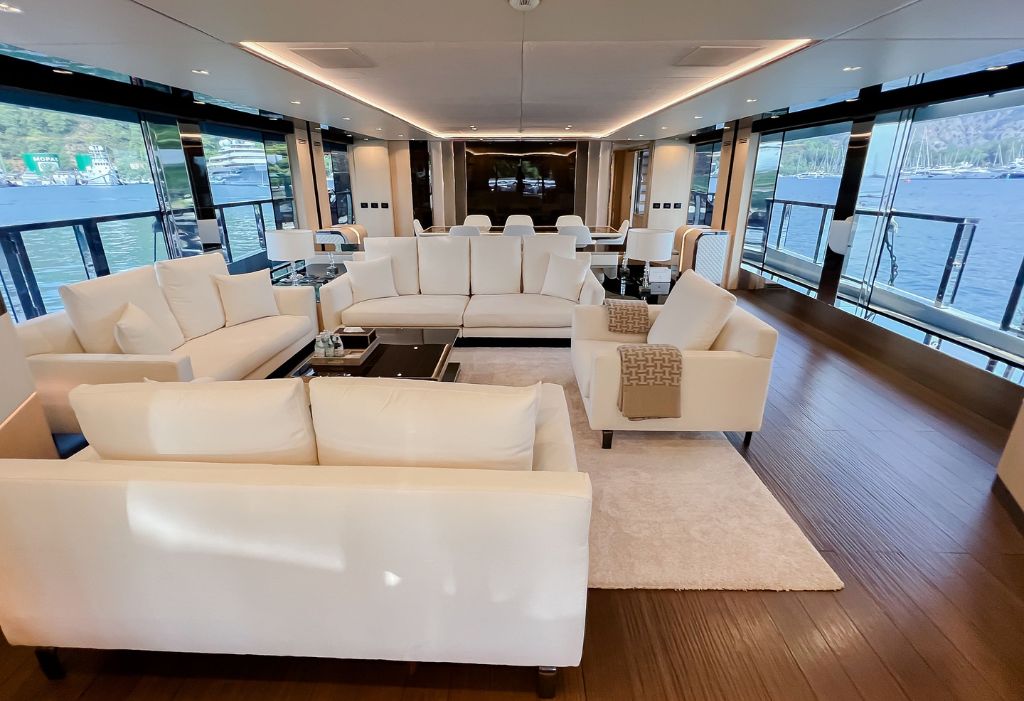 Built by Overmarine in 2017, UNASOLA is a pristine 43m (141 ft 3in) motor yacht listed for sale with Btwo Marine. UNASOLA is an attractive opportunity for any owner looking to immediately enjoy a vessel. She has recently passed her five-year ABS inspection and is ready to go for the summer season without any maintenance costs.