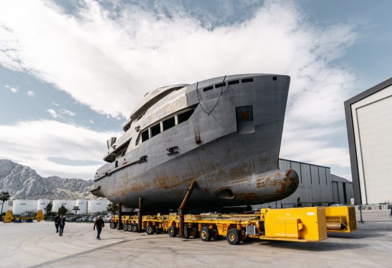 Bering Yachts completed the initial construction phase two of their five B80 hulls in Istanbul and moved them to the Antalya facilities.