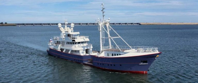 Originally launched in 1988, the newly converted fishing trawler, SCINTILLA MARIS has been spotted during her ongoing sea trials.