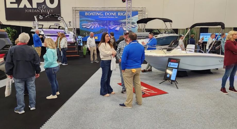 People at lake life expo boat show 2025