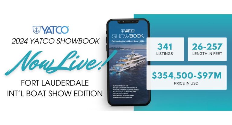 This year’s YATCO SHOWBOOK includes 269 yachts for sale, 35 yachts for charter and 22 new builds at the 2024 Fort Lauderdale International Boat Show.