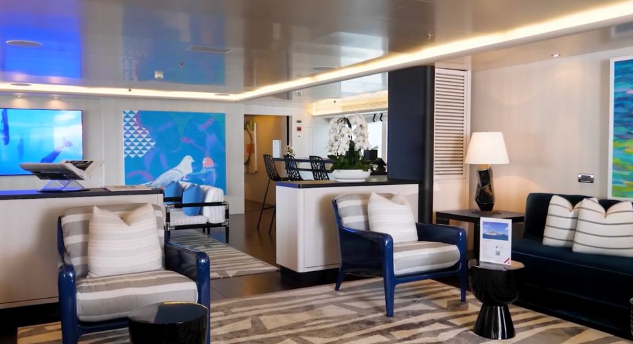Interior living room inside 65M Eternity superyacht.
