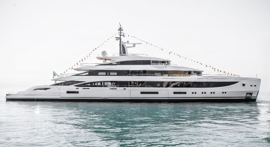 Benetti B.NOW 67m Superyacht FB287 sailing in the ocean.
