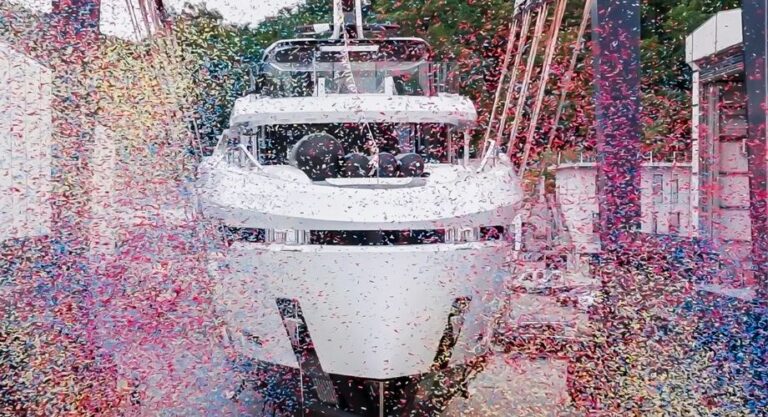 DOM 133 - ANDALA being launched with confetti being popped over the ANDALA.