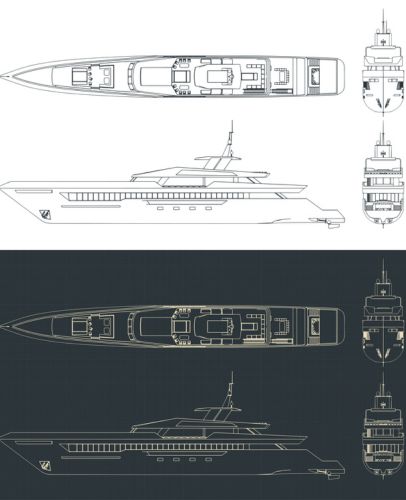 A schematic drawing of a yacht. Discover yacht floor plans, superyacht deck designs, and luxury layouts to help plan your perfect layout and deck space for your yacht.