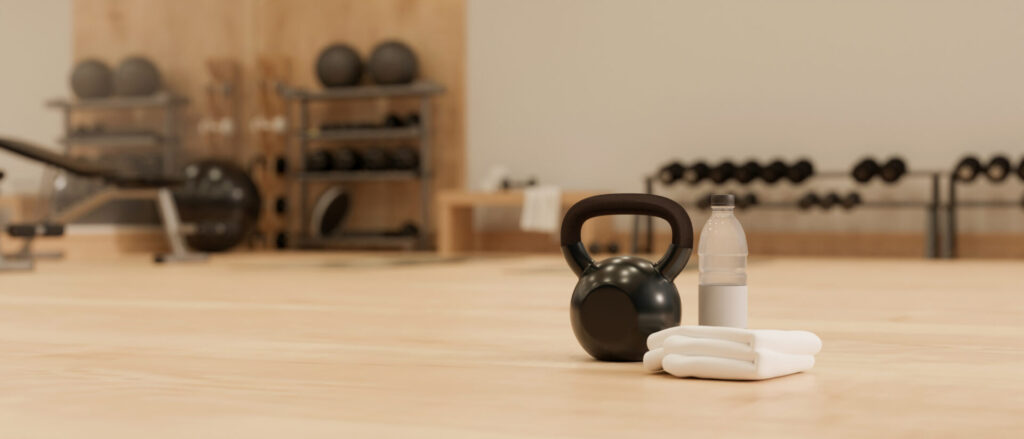Gym equipment inside a wellness superyacht.