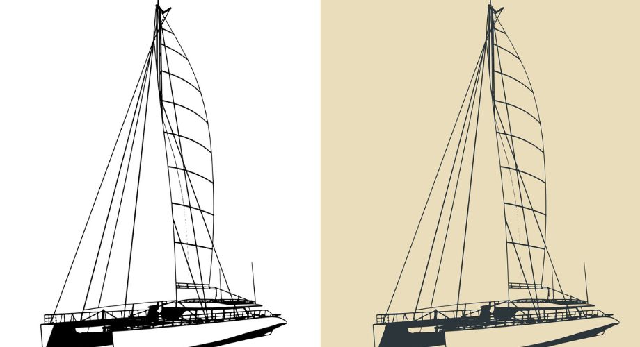 A sketch of two eco-friendly catamarans. Discover how the YETI index is shaping eco-friendly yacht standards and encouraging sustainable practices in the yachting industry.