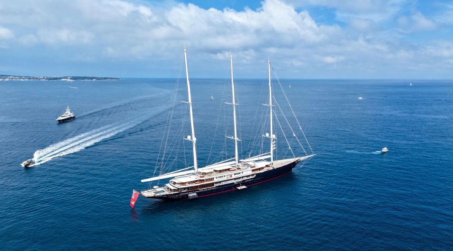 Few superyachts sailing in the ocean. Superyachts gathered in Venice, Italy amid Jeff Bezos and Lauren Sánchez’s recent lavish wedding celebrations.