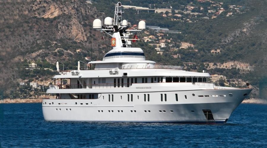 WHITE ROSE superyacht sailing in the ocean.