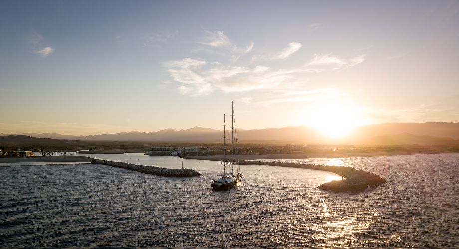 A yacht sailing in the sea of Cortez