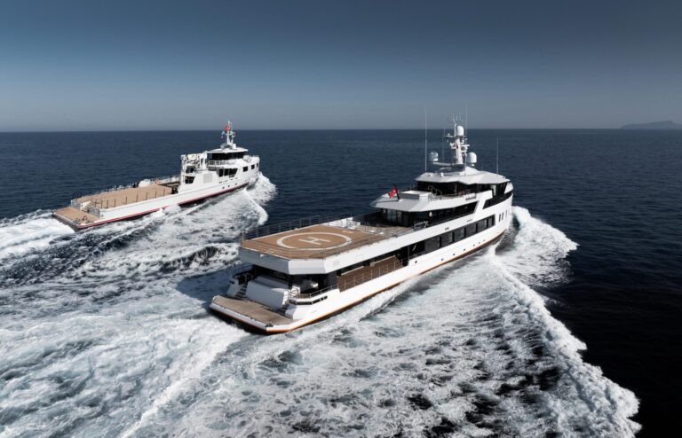 Two Damen Yachting Xplorer 60 sailing on the ocean.