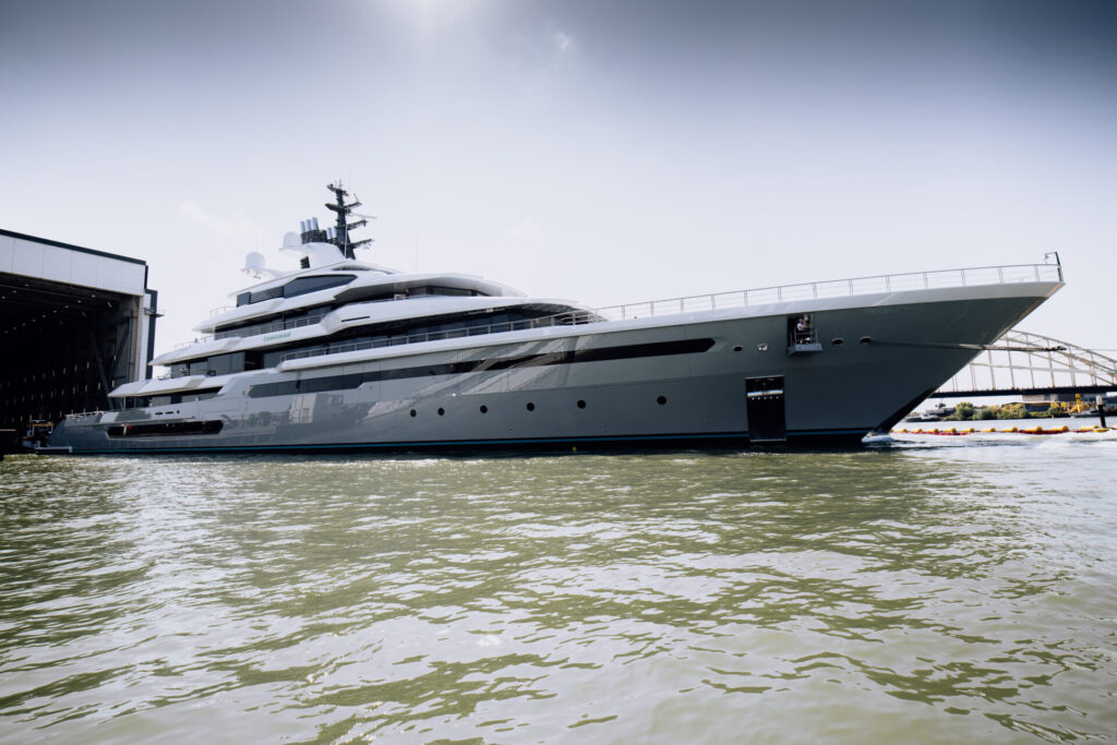 Oceanco Launches LEVIATHAN: A Yacht Built with Intent | YATCO The Leviathan yacht by Oceanco is sailing in the ocean.