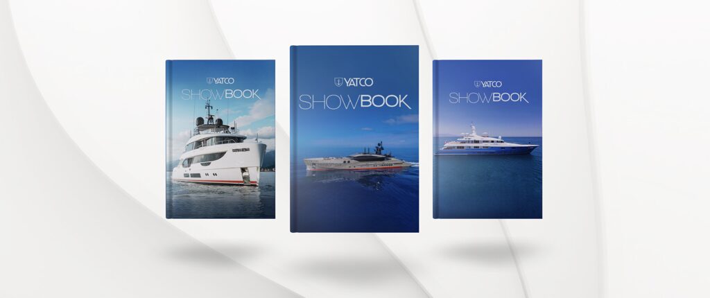 Three YATCO SHOWBOOKS image. YATCO to print SHOWBOOKS for Cannes and Monaco 2025, celebrating 10 years with premium ad opportunities at yachting’s top global events.