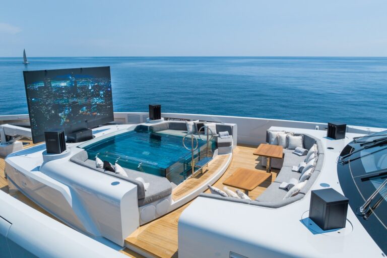 Yacht entertainment systems on the GREY superyacht. Discover yacht entertainment systems, luxury options, and tech innovations that elevate charter experiences and unforgettable yacht parties.