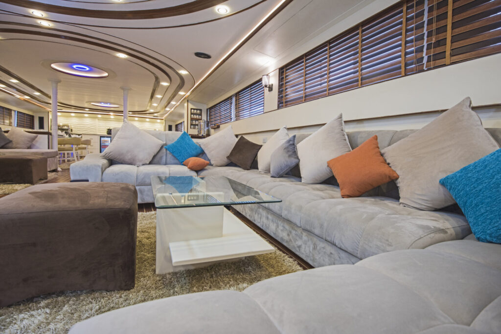 Yacht Styling | Exterior Design & Luxury Yacht Aesthetics | YATCO Luxury interior design of a motor yacht, blending sophistication, comfort, and contemporary yacht styling.