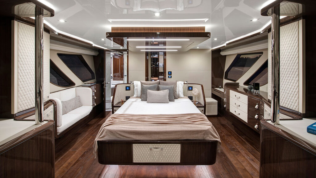 Lazzara Yachts | Listings, Pricing & Buying Guide | YATCO LSX67 interior bedroom.