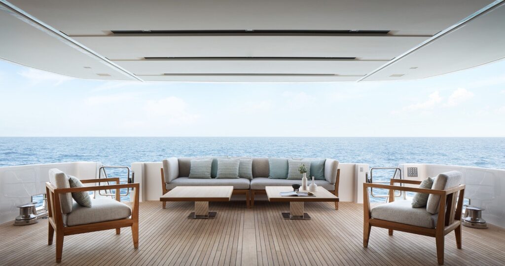 Sanlorenzo Yachts | Verified Listings & Buying Tips | YATCO SL120 aft outdoor deck.