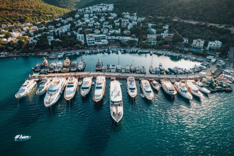 Aerial View Torba Bay at Bodrum Turkey. Exploring yacht leasing for UHNWIs, from tax advantages to lifestyle flexibility, and whether access may rival ownership in the years ahead.