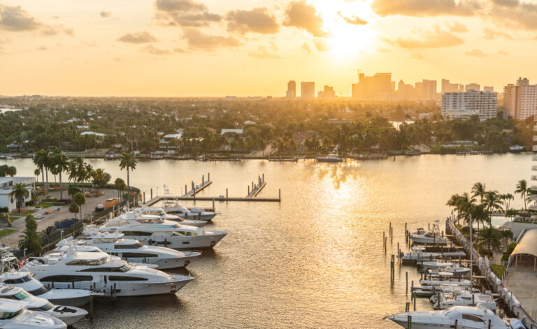 Luxury yachts docked in Fort Lauderdale.