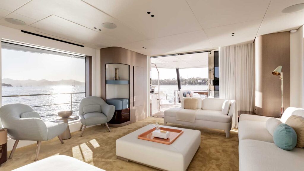 Azimut Yachts | Prices, Models, Buying Guide | Availability | YATCO Interior salon of a luxury vessel.