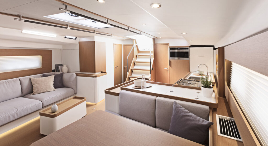 Beneteau Yachts | Verified Listings, Specs & Buying Tips | YATCO Beneteau First 53 yacht interior.