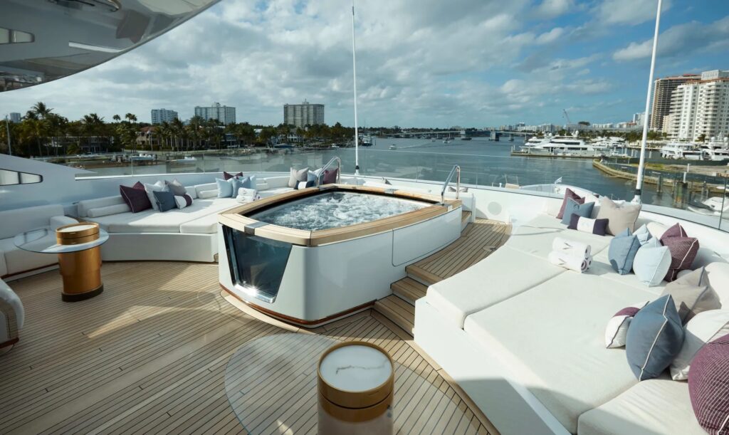 Feadship Yachts | Verified Listings & Expert Advice | YATCO Feadship yacht ARROW, outdoor jacuzzi.