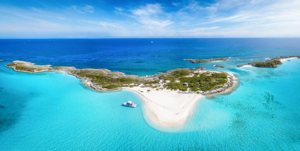 How The Yachting Industry Adapted Post COVID | YATCO Panoramic aerial view of the beautiful Exumas Cays, The Bahamas, Caribbean Sea.